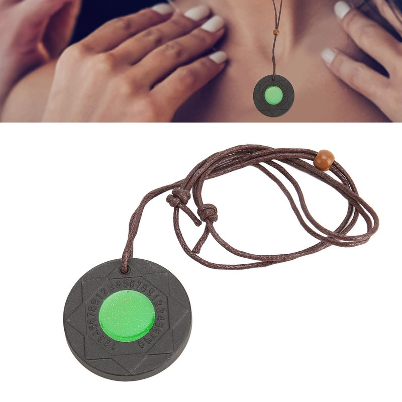 Volcanic Lava Energy Stone Pendant Green Core Promote Circulation Adjustable