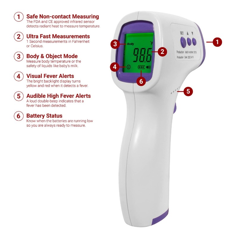 Escali BT503 Non-Contact Infrared Forehead Thermometer