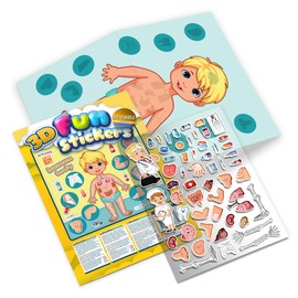 TAKTIK 3D Fun Stickers - The Human Body, 3D Stickers for Children, Double-Sided Background + 61 Pieces, 3D Puffy Stickers, Story Set with Stickers