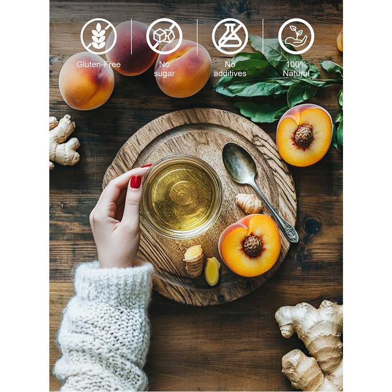 TeeLux Decaf Peach Ginger Green Tea, Mild Decaffeinated Green Tea