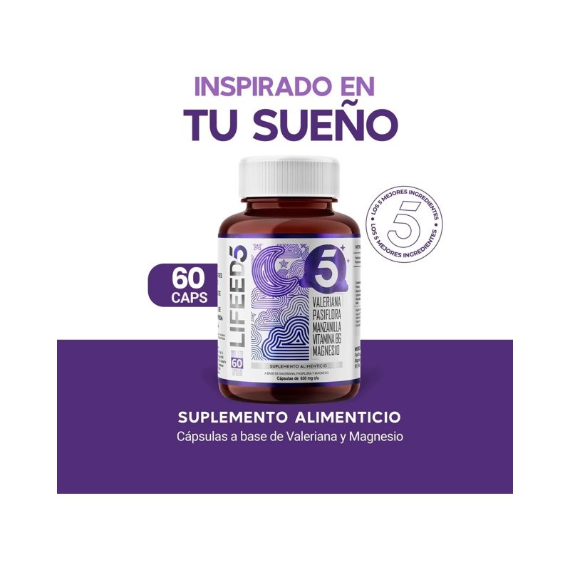 Multivitaminico LIFEED5 para 60 días Valeriana Pasiflora Magnesio Manzanilla Vitamina