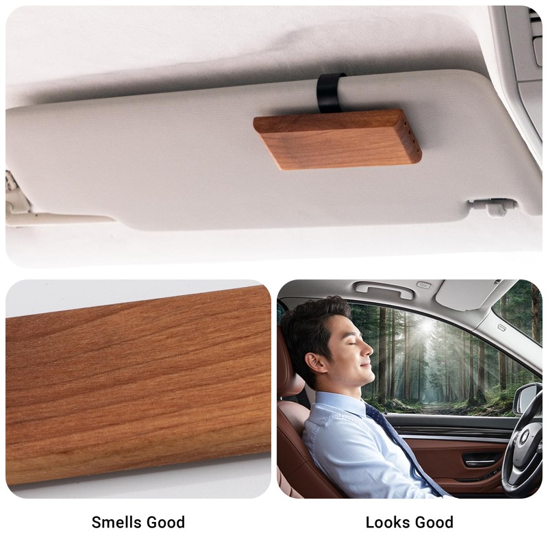 Yuoyar 2Pcs Wood Car Scents Air Freshener Visor Clips Diffuser