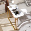 CAMOAT C-Shaped Side Table, Modern End Table with Metal Frame,