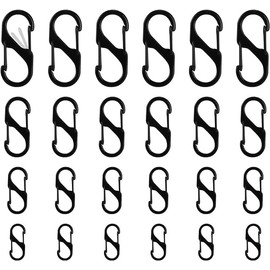 24 Pcs Zipper Clip Theft Deterrent, Mini Carabiner Clip, Dual Spring S Carabiner ，Small Carabiner for Camping Outdoor(4 Sizes)