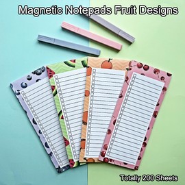 Yajesy 4 Pack Magnetic Shopping List Pad for Fridge, To Do List Pad Totally 200 Sheets Tear off Magnetic Notepad for Fridge, 21 x 8.5 cm