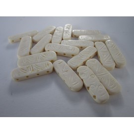 25 White Detailed Carved Spacer Choker 4 hole Beads Buffalo Bone Tribal Design Jewelry Craft Projects