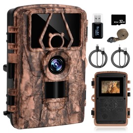 Flintronic Trail Camera, 8K 60MP Wildlife Camera with Night Vision, IP66 Waterproof 120° Wide-Angle Hunting Camera, Game Camera with No Glow Infrared LEDs for Outdoor Wildlife Monitoring