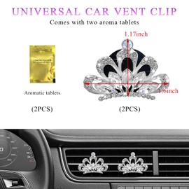 Yourkar 2 PCS Bling Car Air Vent Clips, Crystal Rhinestone Crown Vent Decorative Air Freshener Clips, Sparkly Diamond A/C Outlet Aroma Diffuser Clip for Vehicles, Car Accessories (White)