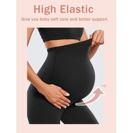 Ridshy 2 Pack Maternity Leggings Over The Belly Womens Pregancy Yoga Pants High Waisted Workout Leggings Activewear Maternity Clothes Black/Black S