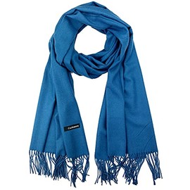 Plum Feathers Women's Cashmere Feel Pashmina Shawls Wraps Stole for Evening Dress Warm Blanket Scarf (Teal Blue)