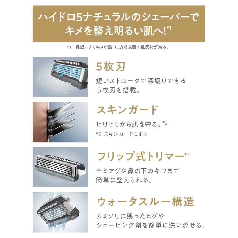 Schick Hydro 5 Natural Replacement Blades (4 Pieces)