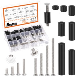 Rustark 385Pcs 6-32 White Wall Plate Screws + Flat Head Phillips Machine Screws Assortment Kit with Outlet Screws Spacers Machine Screws Outlet Screws Switch Plate Screws for Industrial Electricity