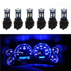 WLJH Super Bright T5 74 27 37 73 Led Bulb Light with PC74 Twist Sockets for Automotive Dash Instrument Panel Cluster Warning Indicator Backlighting Bulbs Blue,Pack of 6