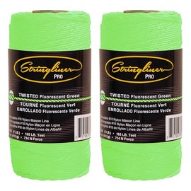 Stringliner 35715 Mason’s Line Replacement Rolls – 1 Lb. #18 Construction Replacement Roll Twisted FL Green 1080'. (2 Pack)