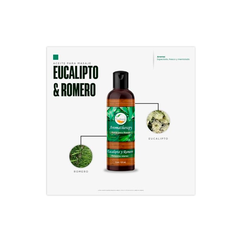 VIDA SCENTS AROMATHERAPY - Aceite Para Masaje Romero y Eucalipto