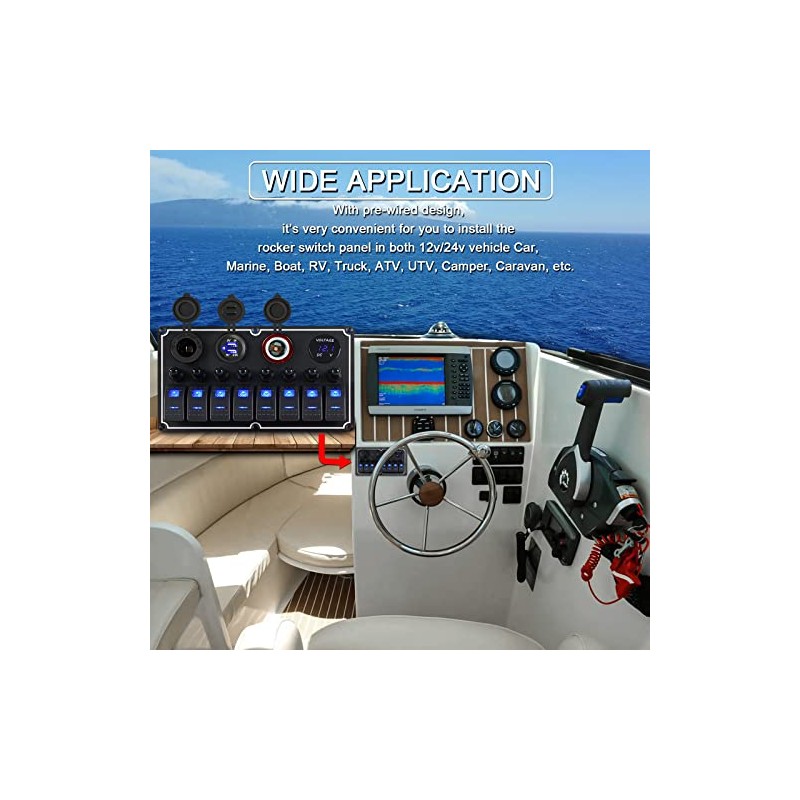 xhtechnology - Panel de Interruptores Marinos Impermeable, Panel de Interruptores