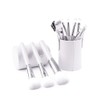 Makeup Brush Holder Leather Travel Portable Brushes Storage Case (White)