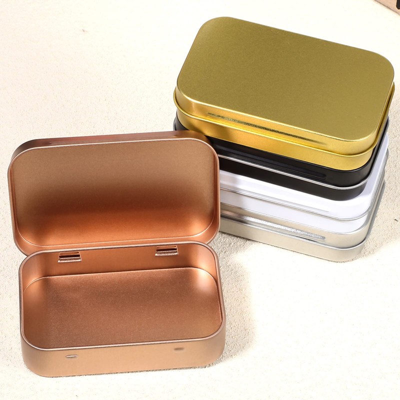 COHEALI Metal Rectangular Empty Hinged Tins: 5 Pack Mini Portable