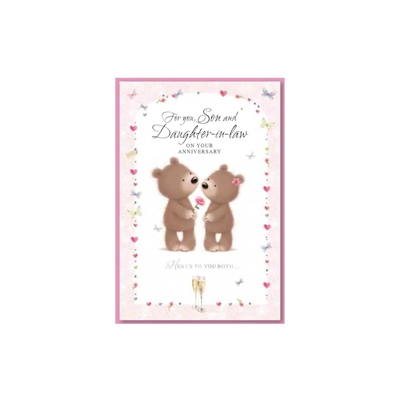 Simon Elvin Son & Daughter-in-law Anniversary Card - Champagne Couple