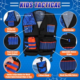 Lehoo Castle Kids Tactical Vest Kit, Nerf Tactical Vest for Nerf Guns with Tactical Mask Wrist Dart Pouch Refill Darts Protective Glasses Strike Elite Series for Boys Girls