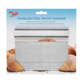 Tala Stainless Steel Scraper, Perfect Pastry and Cookie Dough and Ideal for Shaping and Moving Prepared and Baked Goods, Handle and Measurement Markings for Ease of use, Silver, 12.4 x 9 x 3.5in