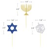 24Pcs Hanukkah Cupcake Toppers, Candlestick Hexagram Decorations for Hanukkah Party