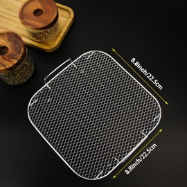 8" Air Fryer Rack Stainless Steel Dehydrator Rack Stainless Steel Square air fryer accessories 8.8in×8.8in×3in Suitable for air fryers with a capacity of 4 QT or more.