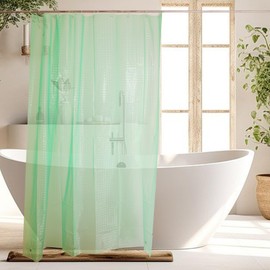 CAPASTEC 1 Set Waterproof Shower Curtain, 180 x 200 cm, EVA Bath Curtain with 3 Weight Magnet, Washable Shower Curtain with 12 Shower Curtain Rings for Bathroom, Bathtub, Shower Cubicle, Green
