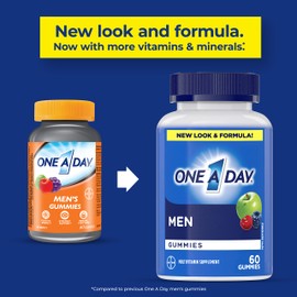 One A Day Men's Multivitamin Gummies - Daily Gummy Vitamins For Men With Vitamin A, C, D, Zinc For Immune And Bone Health, Biotin For Energy Metabolism, Vitamin E, Selenium Antioxidants, 60 Gummies
