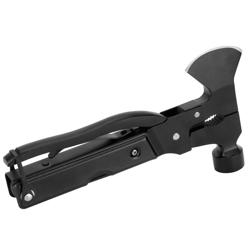 15In1 Axe Hammer MultiFunctional Camping Survival Screwdrivers Pliers Bottle Opener(Black