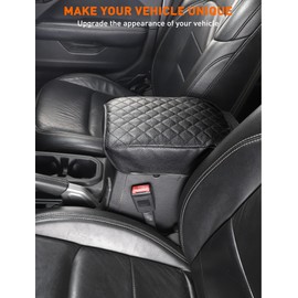 Savadicar Center Console Cover Compatible with 2018-2025 Jeep Wrangler JL JLU 4XE and Gladiator JT, Faux Leather Armrest Protector Pad for Enhanced Protection and Comfort, Interior Accessories, Black