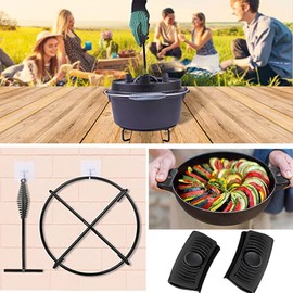 Lid Lifter, Dutch Oven Handle Hook, 26 cm Dutch Oven Hook, Fire Pot Lid Lifter, Dutch Oven Coaster, Stand, Base Frame, Dutch Oven Accessory Set