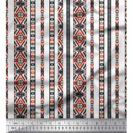 Soimoi Cotton Jersey Fabric Ikat Southwestern Decor Fabric Printed metre 58 Inch Wide