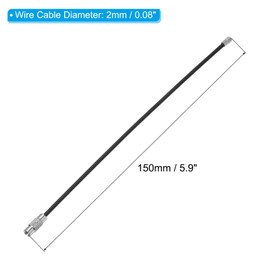 [PATIKIL] 6PCS 150mm Length Wire Keychain Cable Stainless Steel 2mm Key Chain Loop for Outdoor Hiking Hanging Luggage Tag Key ID Card Black