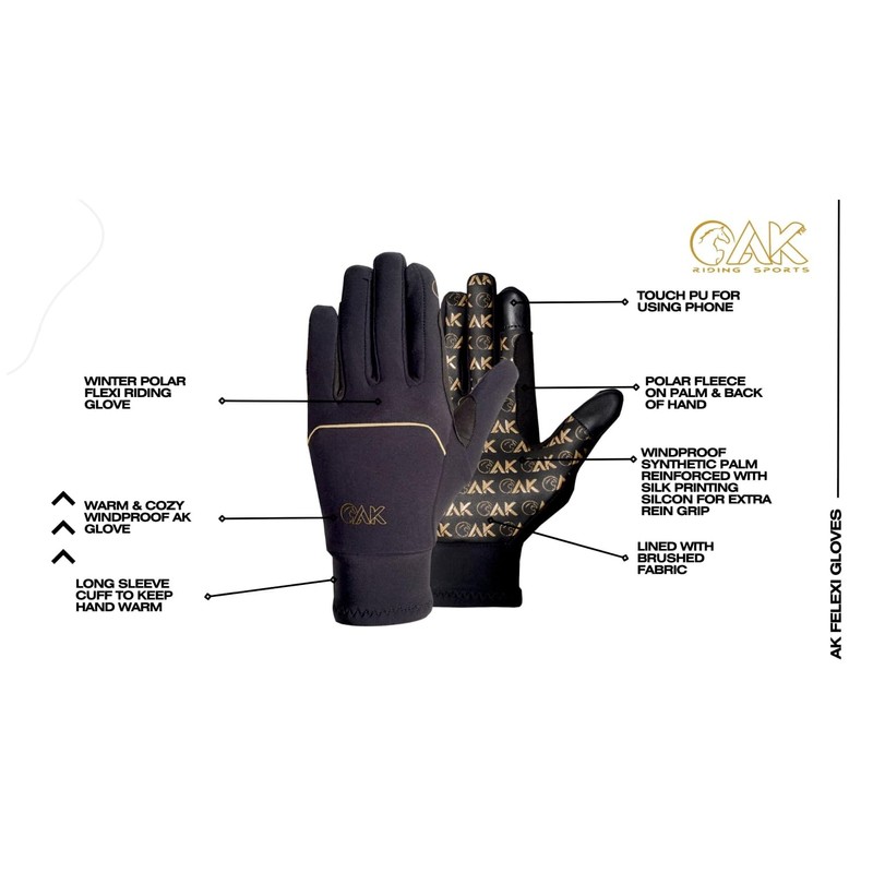 AK Xtreme Designed Polar Flexi Winter Horse Riding Gloves &