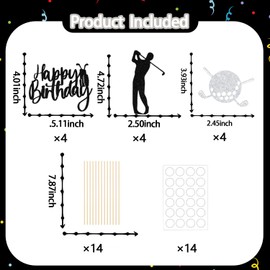 Golf Happy Birthday Centerpieces Sticks, Golf Themed Birthday Party Decorations, Golfing Partee Time, Sports Theme Baby Shower Retirement Party Supplies Black 12 Pieces