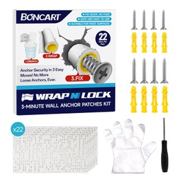 WRAPNLOCK Drywall Anchor Repair Kit - Fast Loose Anchor Fix (No Fill/Redrill) - 22 Patches + Screws/Anchors/Screwdriver/Gloves, Works for Home Fittings
