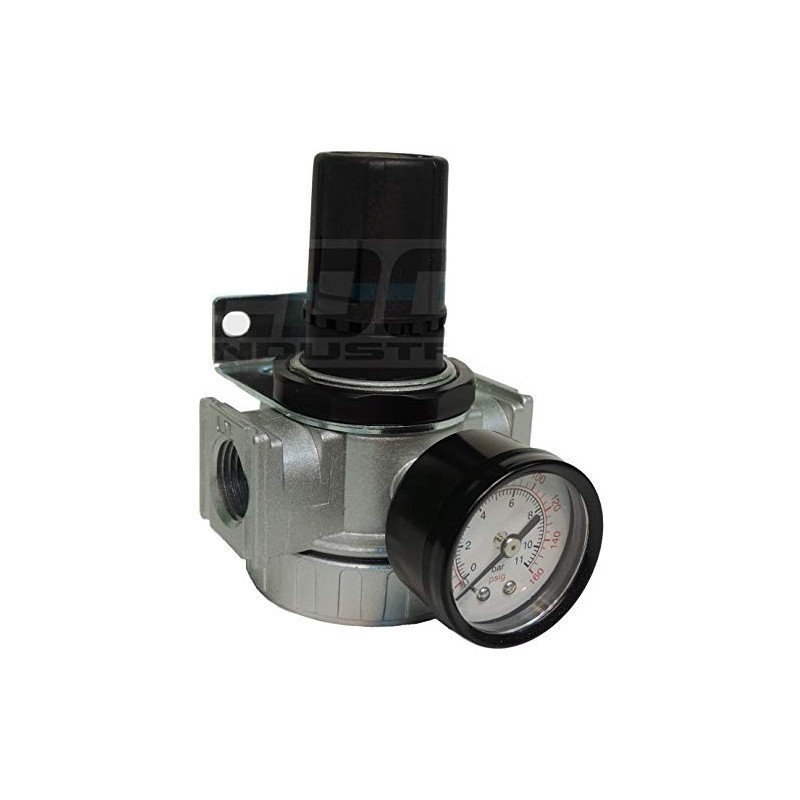 1/4" IN-LINE COMPRESSED AIR PRESSURE REGULATOR, 7 TO 150 PSI