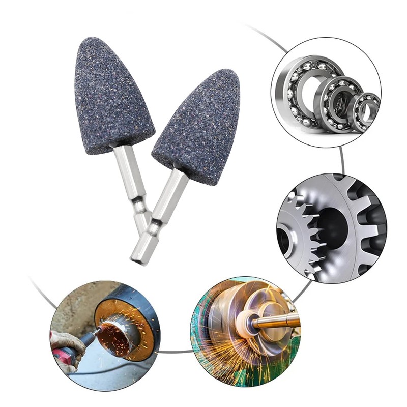 2 Pcs Hexagonal Shank Abrasive Mounted Stone,Grinding Wheel Head,Conical Small