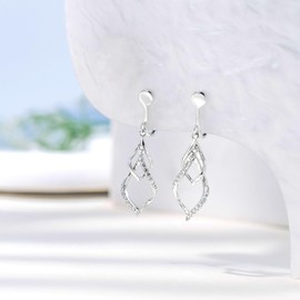 FH.bird Earrings for Women, Shaking Leaves, Openwork Carving Design, 925 Silver, Hypoallergenic Earrings, Cute, Simple, Elegant, Adult, Stylish, Girlfriend, Mother, Gift