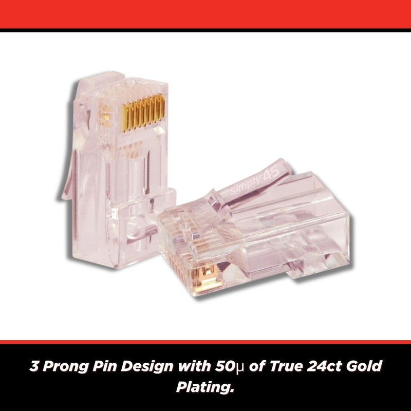 Simply45 ProSeries Unshielded Pass-Through RJ45 Modular Plugs with Cap45 for