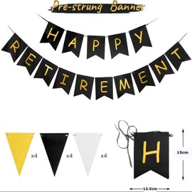 Glitter Happy Retirement Banner+2m Paper Circle Dots Hanging Garland Kit+1 Pack Triangle Flag Bunting Banner for Women Man Retirement Party Supplies Decoration Romm Home Indoors Hanging String Flag