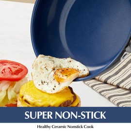 KOCH SYSTEME CS Stainless Steel Frying Pan, 8 Inch Stainless Steel Pan with Lid & Ultra Nonstick Blue Ceramic Coatings, 8 Inch Pans, Nontsick Small Frying Pans with Lid, Induction Compatible