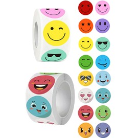 16 Designs Positive Happy Smile Face Decal Sticker 1000 Pcs Colorful Smiley Face Stickers Assorted Color for All Ages Behavior Chart Teamwork Supplies