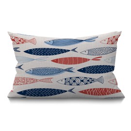 BGBDEIA Stripes Cushion Cover 12x20 Inch Expressionist Art Work Rainbow Lines Splashes Graffiti Rectangle Pillow Cases Home Decorative Cotton Linen Throw Pillow Cover for Bed Sofa 30 x 50 cm