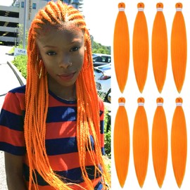 Alrence Pre Stretched Braiding Hair Long Braid 30 Inch 8 Packs Professional Braiding Hair Extensions Synthetic Crochet Twist Braids (30 Inch, Orange)