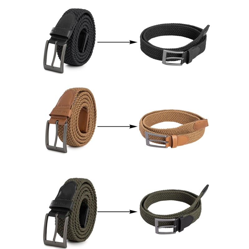 Redbridge Elastic Braided Belt Set of 3 with Metal Clasp