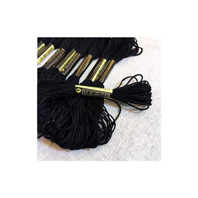 Black Embroidery Floss, 24 Skeins Embroidery Thread Friendship Bracelet String,