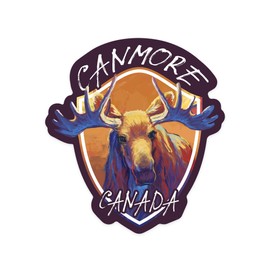 Die Cut Sticker Canmore, Canada, Vivid Moose, Contour Vinyl Sticker 1 to 3 inches (Waterproof Decal for Cars, Water Bottles, Laptops, Coolers), Small