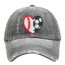 Split Half and Half Two 1 or 2 Sports Hat, Baseball or High Ponytail Cap, Soccer Football Hockey Tennis Volleyball Tennis Basketball Lacrosse, Birthday Mom Valentine's Day Gift Mother's Athlete Cute